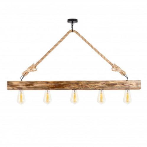 Landelijke hanglamp hout 5x E27 fitting | Chesterfield, Maison & Meubles, Lampes | Suspensions, Envoi