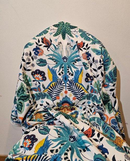 Exclusieve art-decostoffering met lemuren en papegaaien -, Antiek en Kunst, Antiek | Tapijten, Tafelkleden en Textiel