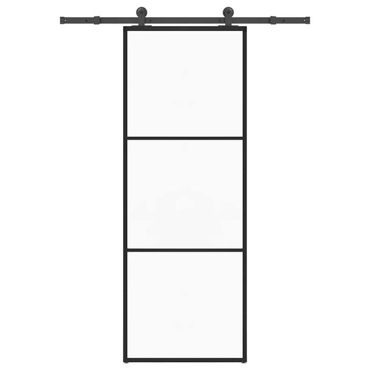 vidaXL Schuifdeur met beslag 76x205 cm ESG-glas en aluminium, Doe-het-zelf en Bouw, Deuren en Vliegenramen, Nieuw, Verzenden