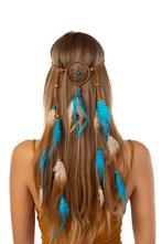 Hoofdband Veren Blauw Bruin Ibiza Hippie Indiaan Haarband Ve, Ophalen of Verzenden, Nieuw