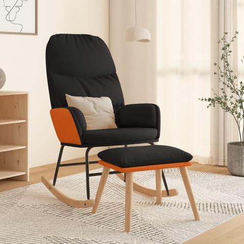 vidaXL Chaise à bascule avec repose-pied Noir Tissu, Maison & Meubles, Chaises, Neuf, Envoi