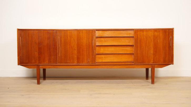 Vintage teak dressoir  | TV-meubel | 225 cm, Huis en Inrichting, Kasten | Dressoirs, Ophalen of Verzenden