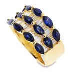 Bague - 18 carats Or jaune -  3.51ct. tw. Saphir - Diamant, Bijoux, Sacs & Beauté, Bagues