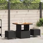 vidaXL 3-delige tuinset met kussens - zwart poly riet en, Tuin en Terras, Verzenden, Nieuw, Tuinset