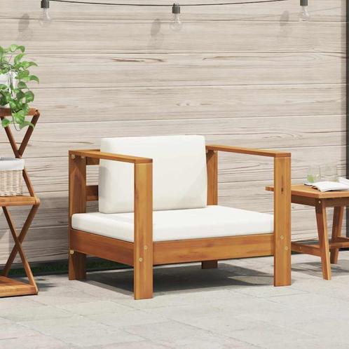 vidaXL Tuinstoel met kussen massief acaciahout crème, Tuin en Terras, Tuinsets en Loungesets, Nieuw, Verzenden