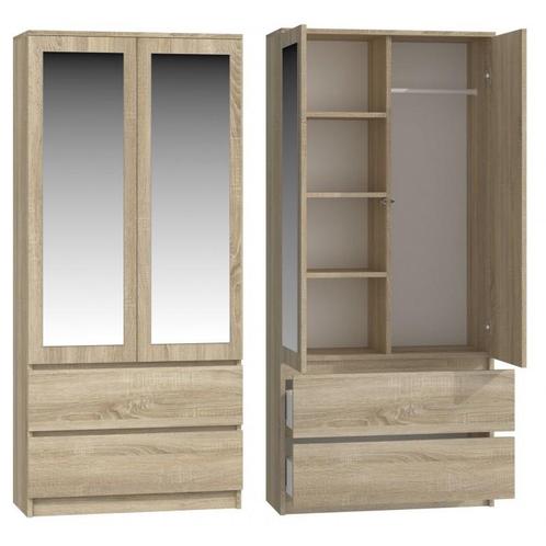 kledingkast Licht Eiken Met Spiegel Licht Eiken (Slaapkamer), Huis en Inrichting, Kasten | Kleerkasten, 50 tot 75 cm, Met deur(en)