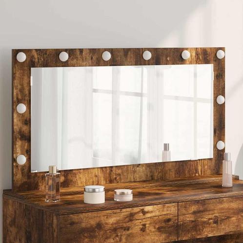 vidaXL Make-up Spiegel met spiegel Rook Eiken 100 x 55 x 18, Huis en Inrichting, Woonaccessoires | Spiegels, Nieuw, Verzenden