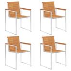 vidaXL Tuinstoelen 4 st massief acaciahout en roestvrij, Tuin en Terras, Tuinstoelen, Verzenden, Nieuw
