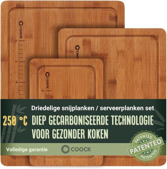 2dekans | COOCK - Bamboe Houten Snijplankenset met Houder –, Antiek en Kunst, Antiek | Keukengerei, Ophalen of Verzenden
