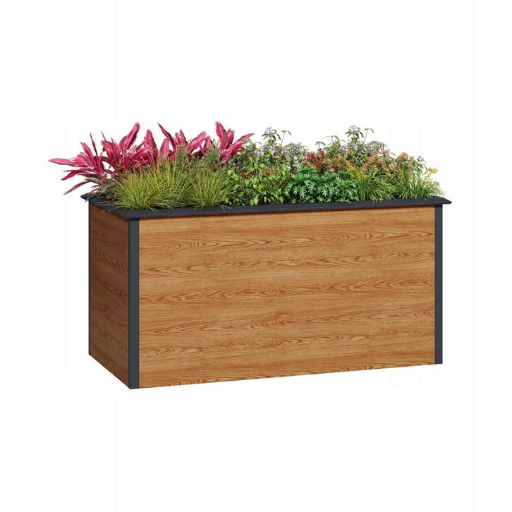 Plantenbak buiten - 150x75x77cm - staal - antraciet houtlook, Tuin en Terras, Bloembakken en Plantenbakken, Nieuw, Ophalen of Verzenden