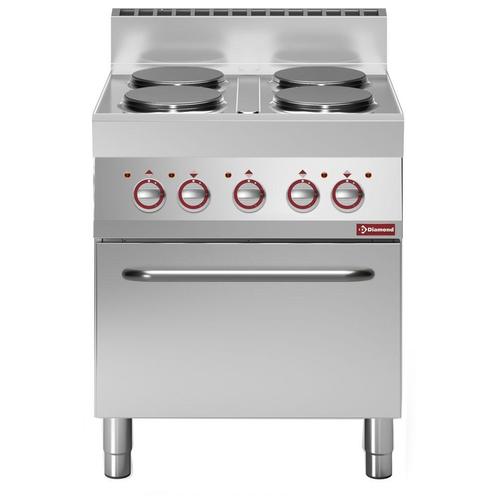 Elektrisch Fornuis Met 4 Ronde Kookplaten Met Convectie-oven, Zakelijke goederen, Horeca | Keukenapparatuur, Ophalen of Verzenden