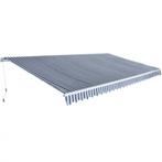 vidaXL Luifel handmatig uittrekbaar 600 cm blauw/wit, Tuin en Terras, Verzenden, Nieuw