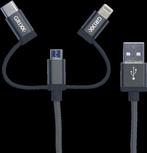 Grixx Optimum Kabel - 3in1 Mirco USB/USB-C/Apple 8-pin -..., Nieuw, Verzenden