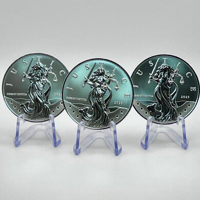 Niue. 2 Dollars 2025 – Lady Justice – 3x 1 oz Silver .999 –, Postzegels en Munten, Munten | Europa | Niet-Euromunten