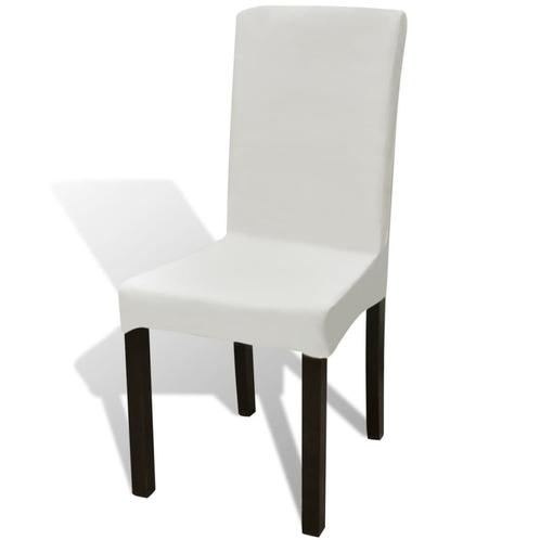 vidaXL Housses de chaise élastiques droites 6 pcs Crème, Jardin & Terrasse, Chaises de jardin, Neuf, Envoi