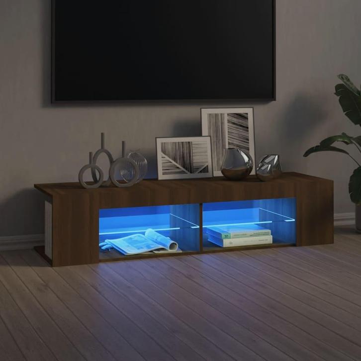 vidaXL Tv-meubel met LED-verlichting 135x39x30 cm bruin, Huis en Inrichting, Kasten |Televisiemeubels, Nieuw, Verzenden