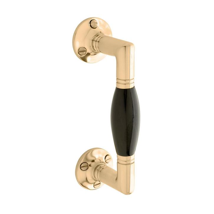 Klassieke handgreep messing gelakt rond rozet, Doe-het-zelf en Bouw, Hang- en Sluitwerk, Overige typen, Nieuw, Koper of Messing