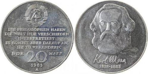 20 Mark Ddr Karl Marx handgehoben, Timbres & Monnaies, Monnaies | Europe | Monnaies non-euro, Envoi