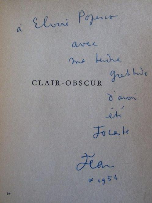 Signé ; Jean Cocteau - Clair-obscur [envoi autographe signé], Antiek en Kunst, Antiek | Boeken en Manuscripten