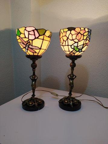 Estilo Tiffany - Tafellamp (2) - Brons, Polychroom