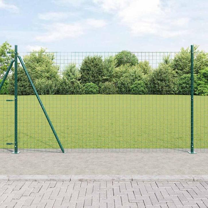 vidaXL Hekpaal. 7 pcs Groen Staal, Tuin en Terras, Palen, Balken en Planken, Nieuw, Verzenden