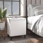 vidaXL Nachtkastje met metalen poten 40x30x50 cm wit, Huis en Inrichting, Slaapkamer | Nachtkastjes, Verzenden, Nieuw