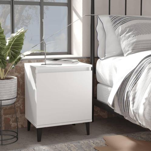 vidaXL Nachtkastje met metalen poten 40x30x50 cm wit, Huis en Inrichting, Slaapkamer | Nachtkastjes, Nieuw, Verzenden