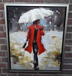Hollandse school (XX) - Dame in de regen met paraplu