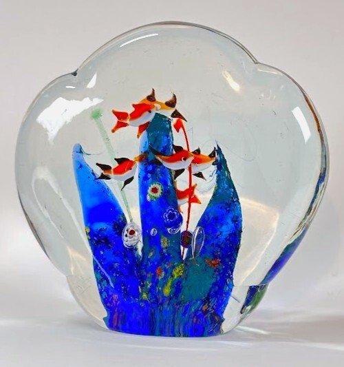 Murano Italia Anni 70 - Sculpture, Acquario con 7 Pesci, Antiek en Kunst, Antiek | Glaswerk en Kristal