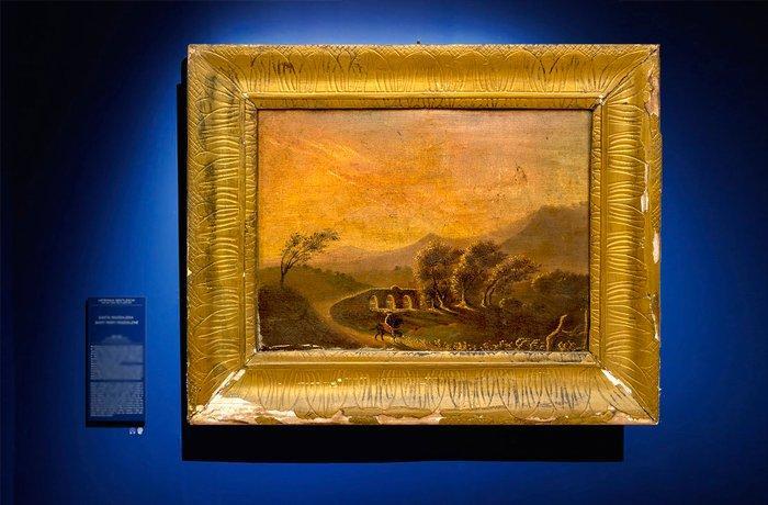 Scuola Siciliana (XIX) - Paesaggio con cavaliere - NO, Antiquités & Art, Art | Peinture | Classique