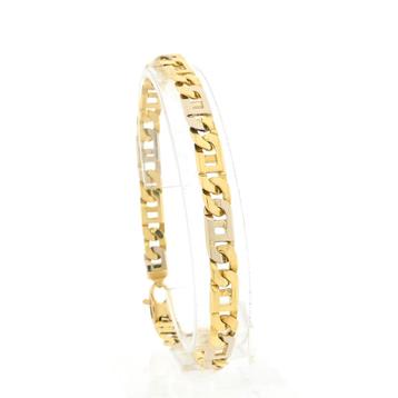 18 Krt. Bicolor gouden marine schakel armband | 23 cm beschikbaar voor biedingen