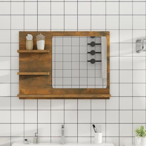 vidaXL Badkamerspiegel 60x10,5x45 cm bewerkt hout gerookt, Huis en Inrichting, Tafels | Kaptafels, Nieuw, Verzenden