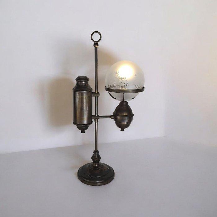 Lamp - Quinquet - Messing, Koper, Glas, Antiek en Kunst, Antiek | Overige Antiek