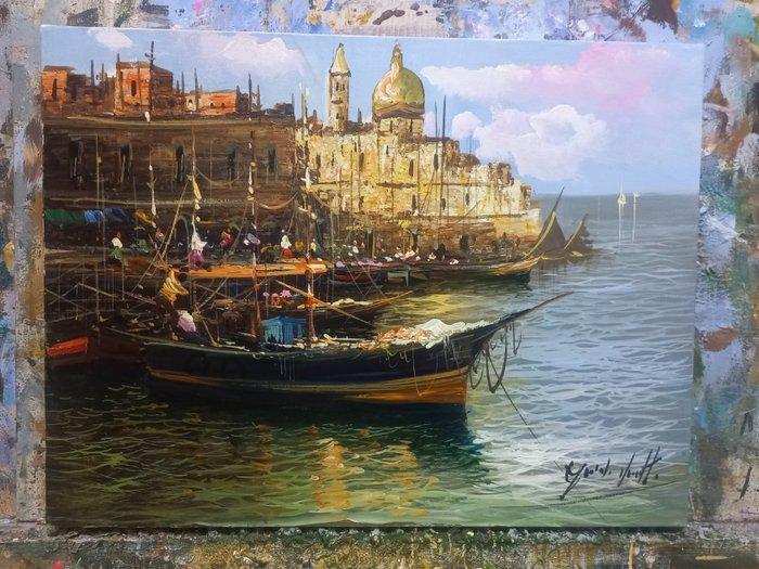 Guido Vuotto (1964) - Casa dei pescatori Pozzuoli (Napoli), Antiek en Kunst, Kunst | Schilderijen | Klassiek