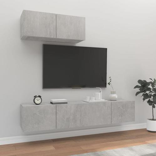 vidaXL Ensemble de meubles TV 3 pcs Gris béton Bois, Maison & Meubles, Armoires | Mobilier de télévision, Neuf, Envoi