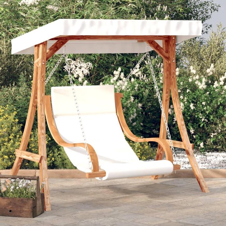 vidaXL Schommelstoel met kussen en luifel massief vurenhout, Tuin en Terras, Overige Tuin en Terras, Nieuw, Verzenden