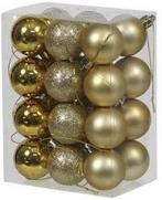 Kerstballen kunststof onbreekbaar Goud combi 4 cm 24 stuks, Huis en Inrichting, Nieuw