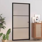 vidaXL Binnendeur 102,5x201,5 cm matglas en aluminium zwart, Doe-het-zelf en Bouw, Deuren en Vliegenramen, Verzenden, Nieuw