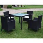 vidaXL 5-delige Tuinset met kussens poly rattan zwart, Tuin en Terras, Verzenden, Nieuw, Tuinset