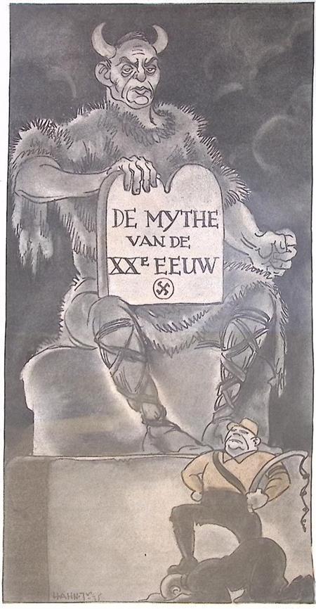 Joseph Goebbels als duivelse barbaar op spotprent (Lithos), Antiquités & Art, Art | Lithographies & Sérigraphies, Envoi