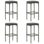 vidaXL Tabourets de bar avec coussins lot de 4 gris, Verzenden, Neuf