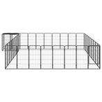 Hondenkennel 38 panelen 50x100 cm gepoedercoat staal zwart, Dieren en Toebehoren, Verzenden, Nieuw