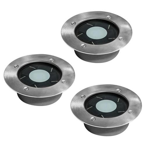 Buitenverlichting zonne-energie Set 3 stuks Puck grondspot s, Tuin en Terras, Buitenverlichting, Verzenden