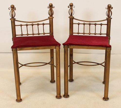 Stoel - Fluweel, Metaal - Twee stoelen, Antiek en Kunst, Curiosa en Brocante