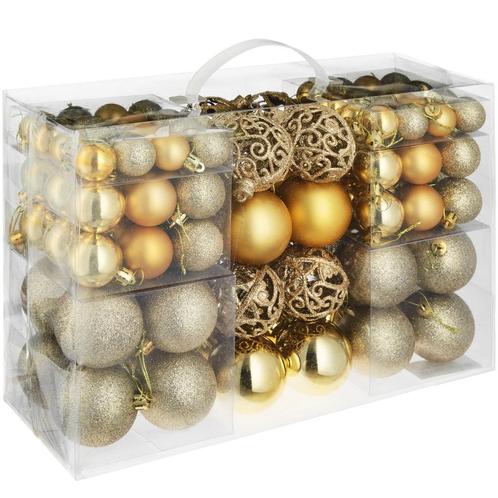 100 kerstballen onbreekbaar goud - goud, Diversen, Kerst, Verzenden