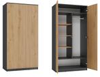 Kledingkasten SD antraciet eiken 4 legplanken roedestang, Huis en Inrichting, Kasten | Kleerkasten, Verzenden, Nieuw, 50 tot 100 cm