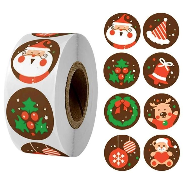500 Kerst Stickers Op Rol - 2.5cm - Kerststickers -, Hobby en Vrije tijd, Stickers en Plaatjes, Verzenden