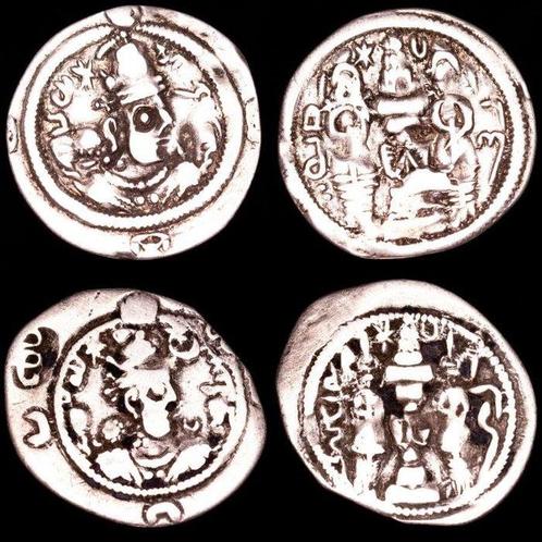 Empire Sassanide Drachm Set of two silver drachmas. (Sans, Postzegels en Munten, Munten | Europa | Niet-Euromunten