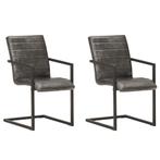 vidaXL Eetkamerstoelen 2 st echt leer grijs, Huis en Inrichting, Verzenden, Nieuw