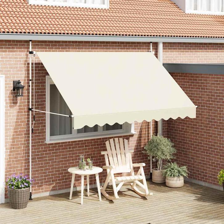 vidaXL Luifel handmatig uittrekbaar 300 cm crème, Tuin en Terras, Zonneschermen, Nieuw, Verzenden